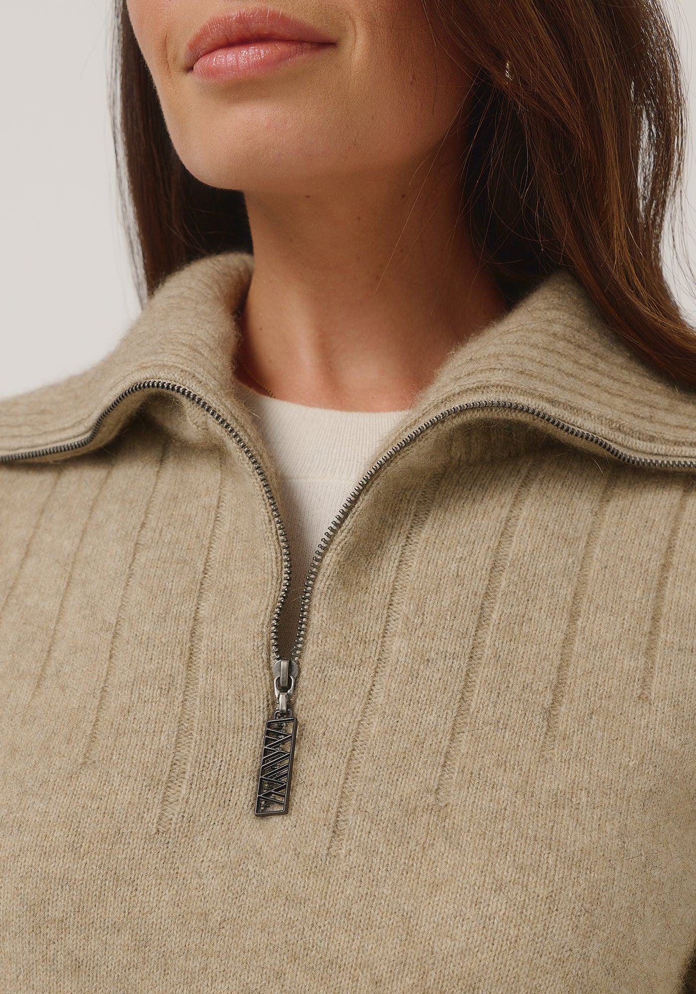 Corinne Zip Sweater | Oversized Rib Collar Knit | NZ Made Merino