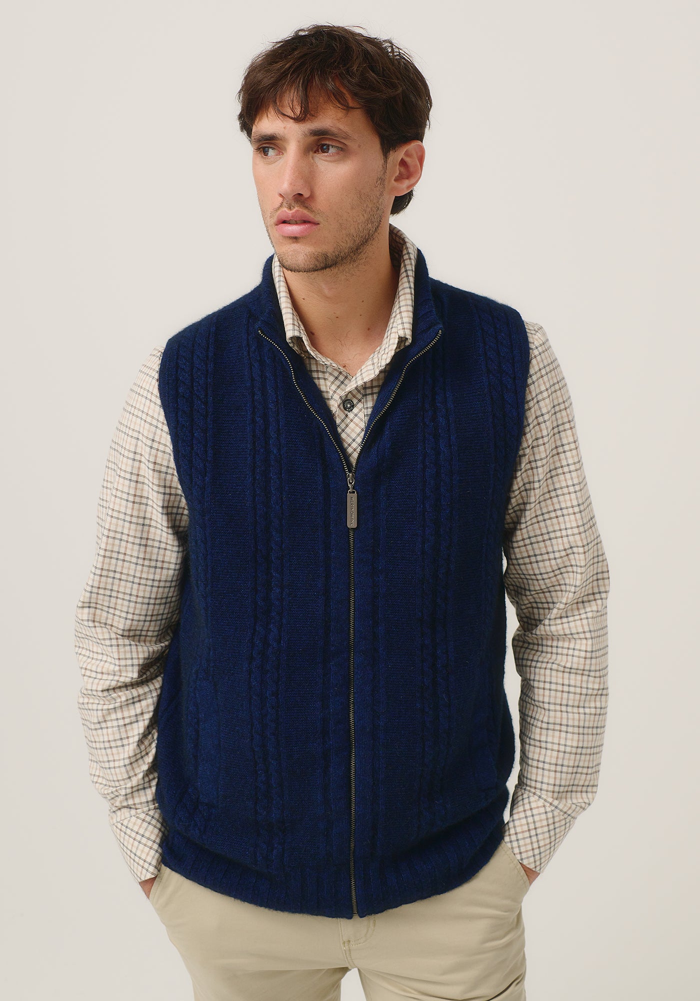 Henry Zip Vest | Cable Knit Zip Vest | NZ Made Merino Possum Silk