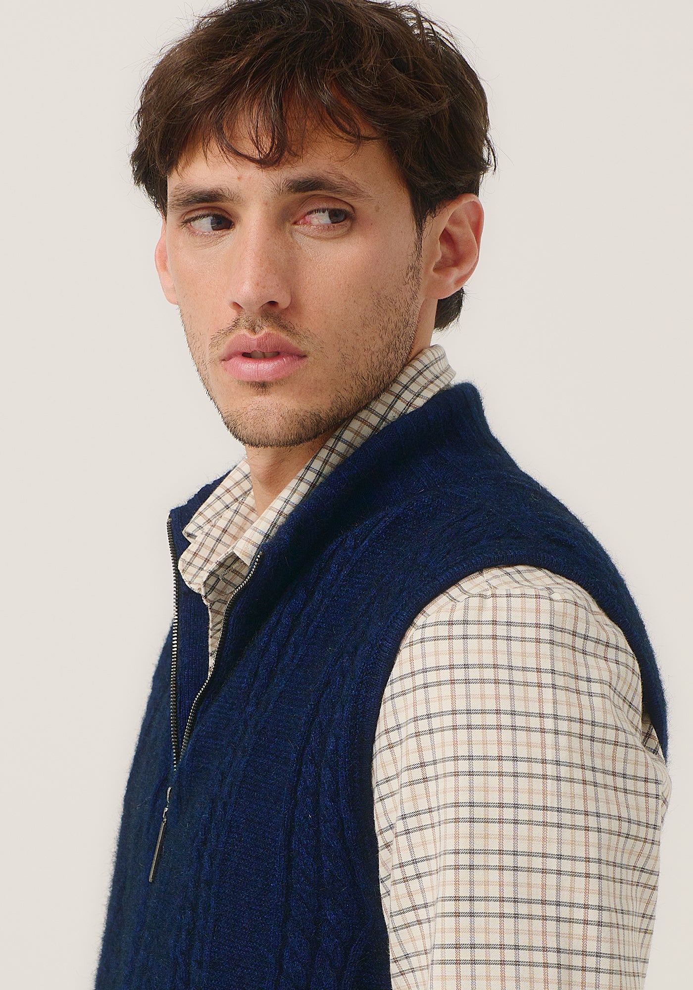 Henry Zip Vest | Cable Knit Zip Vest | NZ Made Merino Possum Silk