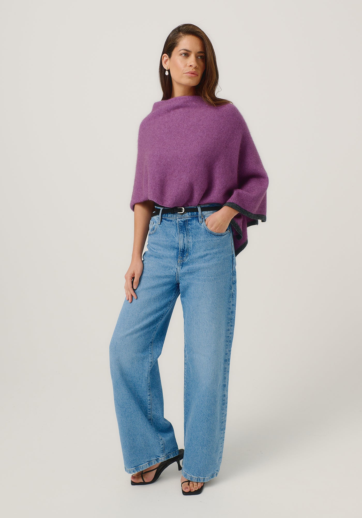 Empress Poncho | Fine Merino Bold Colour Block Poncho | Made in NZ