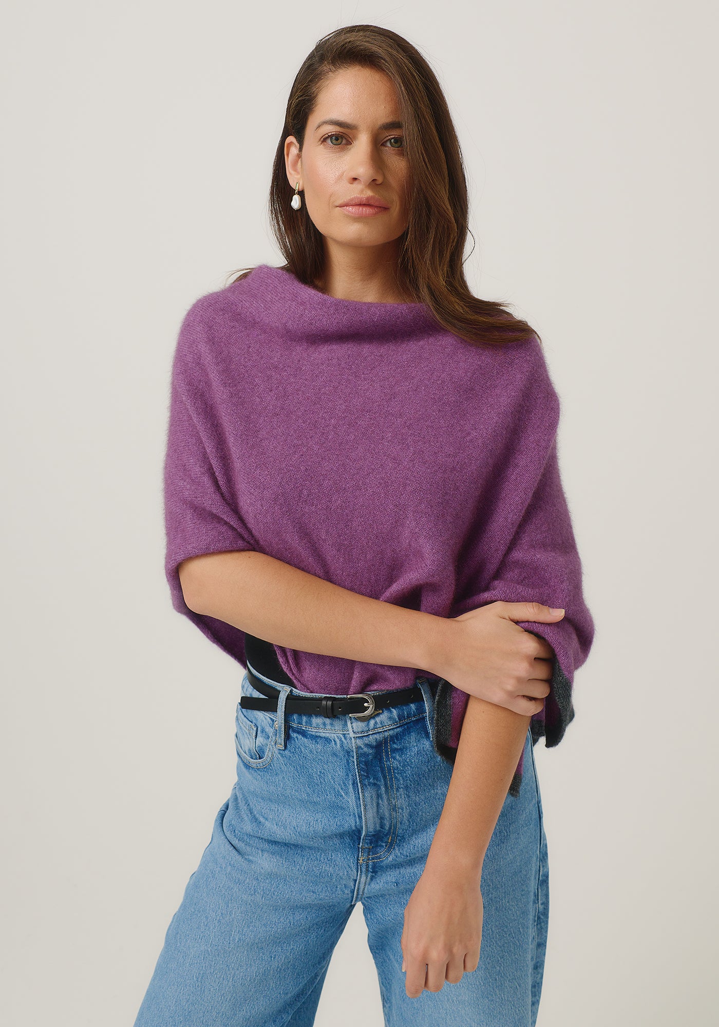 Empress Poncho | Fine Merino Bold Colour Block Poncho | Made in NZ