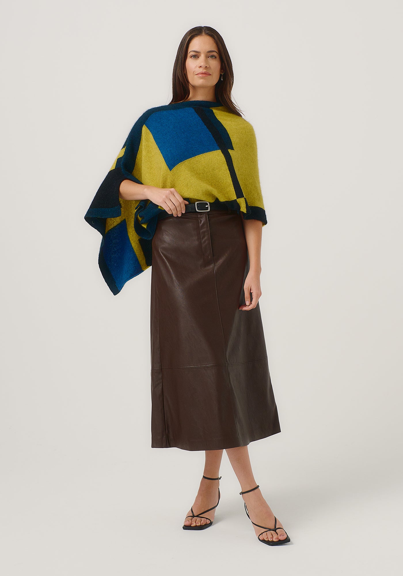 新品タグ付き　高級　メリノミンクEmpress Poncho ニュージランド製 Empress Poncho | Fine Merino Bold Colour Block Poncho | Made in NZ